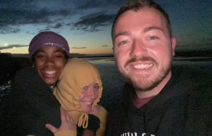 Shore Operations Manager Matt with friends at sunset