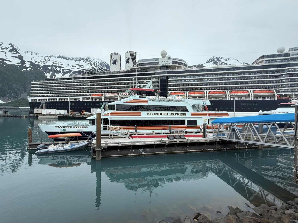 Phillips Cruises & Tours vessel in front of a Holland America cruise ship